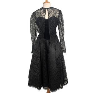 Vintage 80s Gunne Sax Dress Small Formal Black Velvet Lace Tulle Whimsygoth